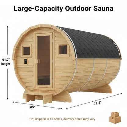 Outdoor Traditional Sauna, 4-6 Person Wooden Sauna, Steam Wet Wood Sauna with 220V with 6KW Heater, Sauna Stone, Thermometer