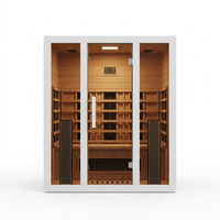 2 Person Extendable FAR Infrared Sauna for Home, Hemlock Wood Low EMF 6 Carbon Heaters Indoor Saunas with LED Lights, Bluetooth Speaker, Digital Control Panel, and Seating Bench — Studio Shot