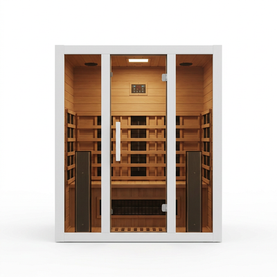 Infrared Sauna Built for Home Wellness, Hemlock Wood Construction, 6 Carbon Heaters, Low EMF Technology