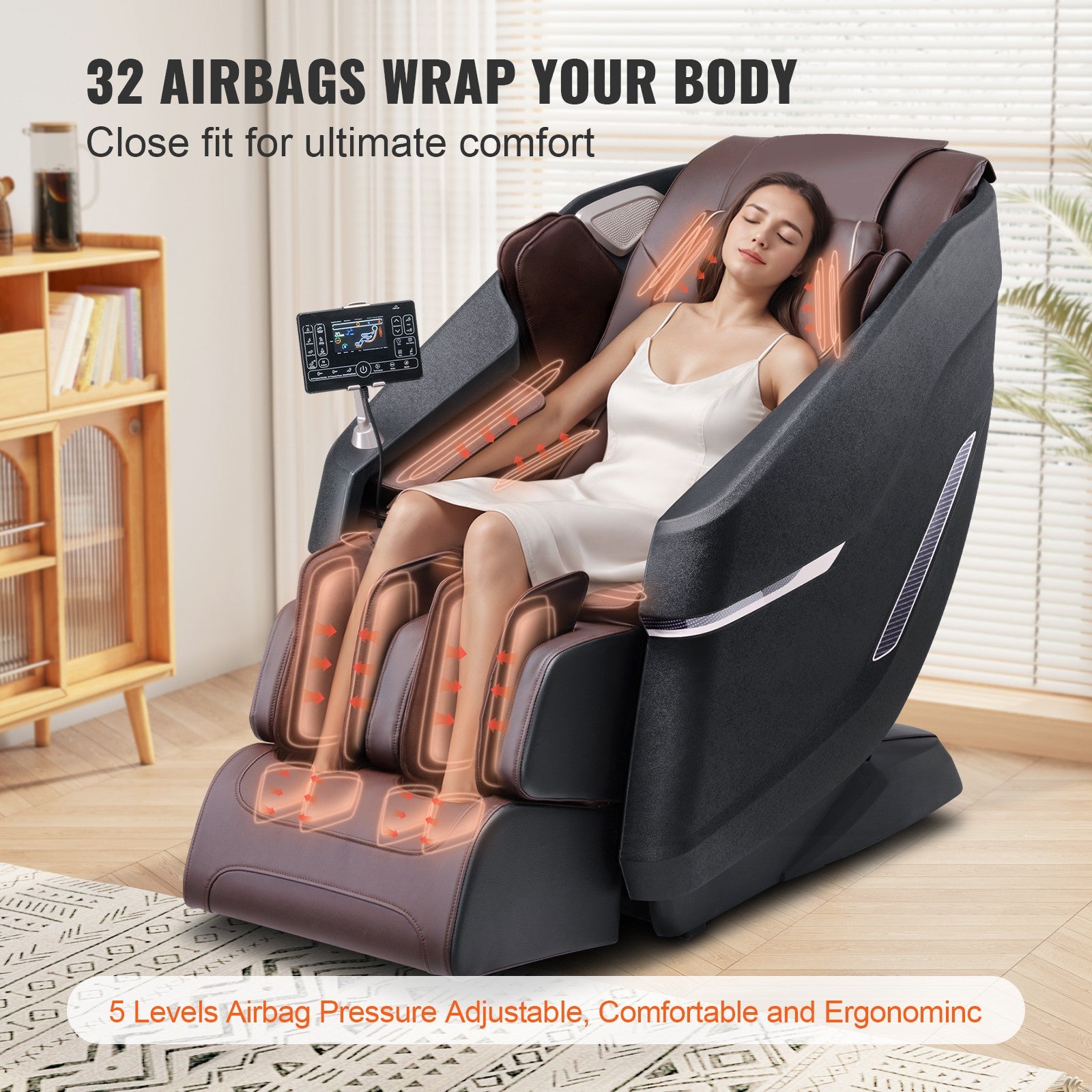Full Body Massage Chair Zero Gravity 3D Shiatsu Recliner Sl-Track Heat, AI Voice